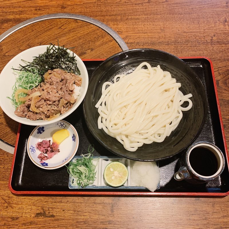 生醤油うどん肉めしセット(大盛)(こがらや 堀江店)