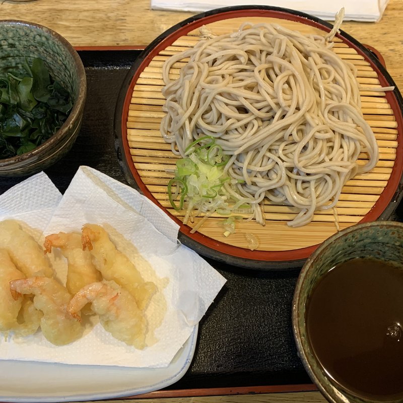 もりそば＋小海老天＋わかめ(とんがらし )