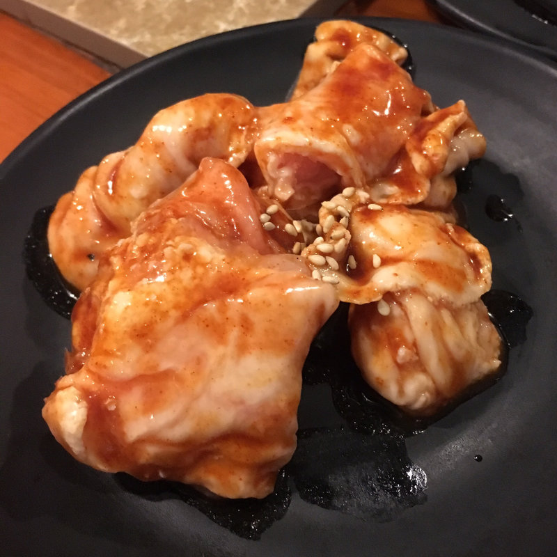 辛い豚ホルモン(七輪焼肉安安 千葉店)