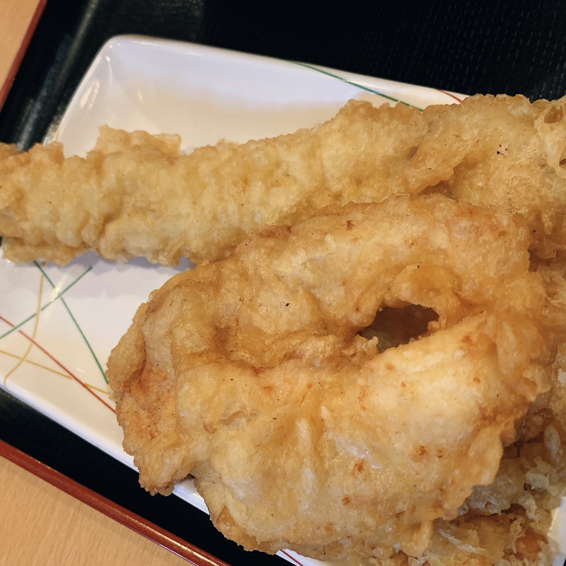 穴子天、かしわ天(讃岐うどん 條辺)