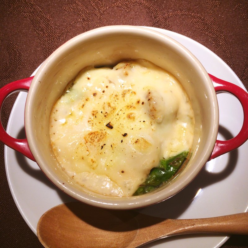 チキンとアスパラのグラタン(道頓堀てっぱんステーキ豊島家)