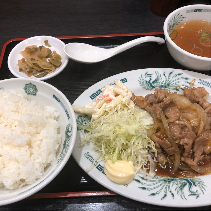 しょうが焼き定食(日高屋 新八柱店)