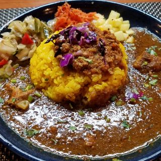 カレー定食2種盛(スパイスカレー青藍)