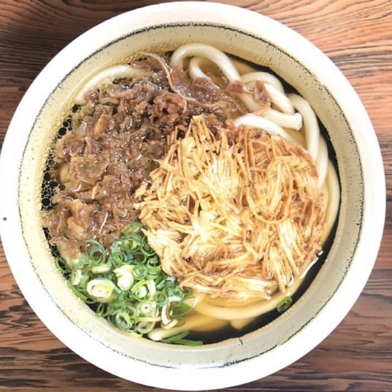 ごぼう天うどん+肉トッピング(大力うどん)