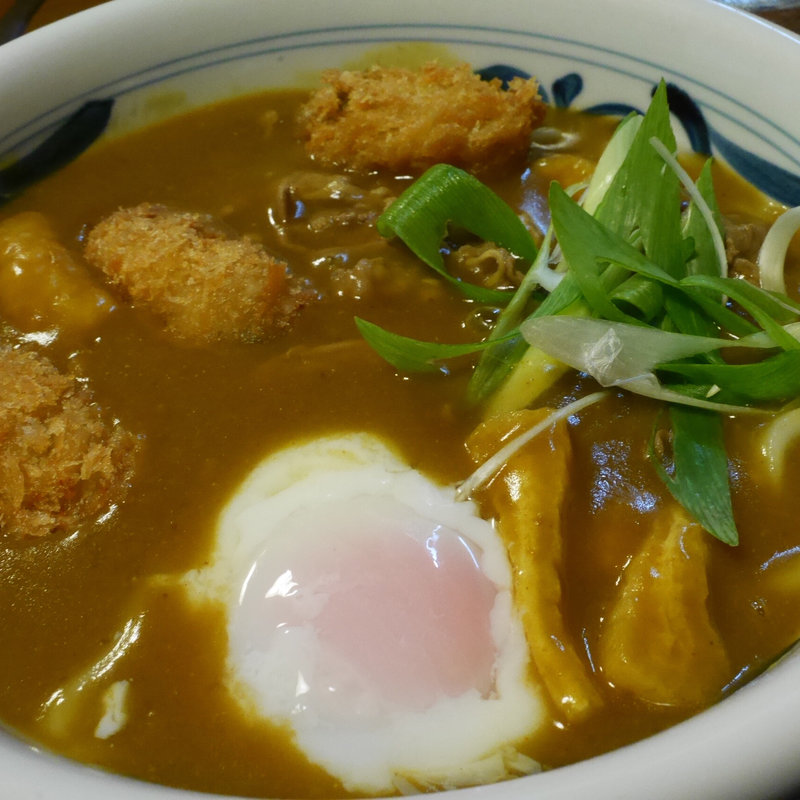 かき温玉カレーうどん(とり天ぶっかけと鴨釜うどん 麺匠 やしま)