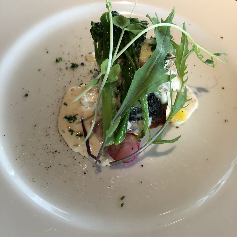 鰆のポワレ　生ハムのブールブラン　インカのめざめ(ソル・ポニエンテ )