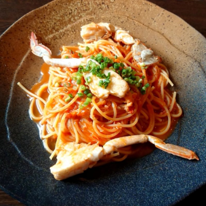 ズワイガニのトマトパスタ(バルカローラ)