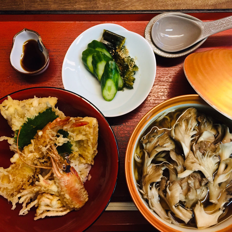 舞茸そば と 海老天丼(そばや哲心 （てっしん）)