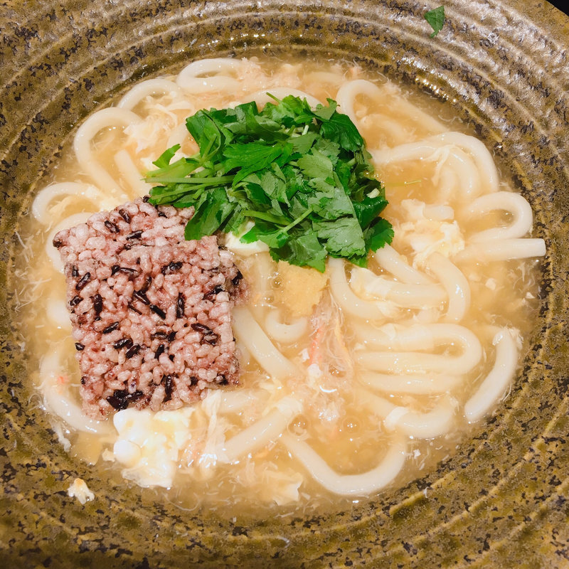 赤米おこげとかにあんかけ玉子とじうどん(麺匠の心つくし つるとんたん 六本木店)