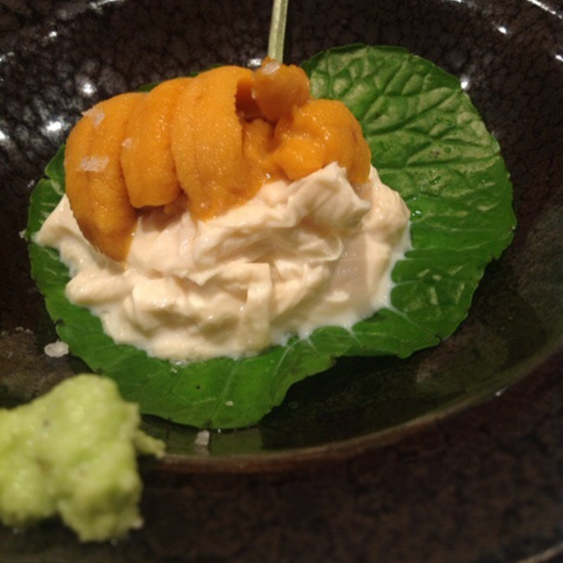 北海道 昆布森のウニと湯葉(鮨おさむ)