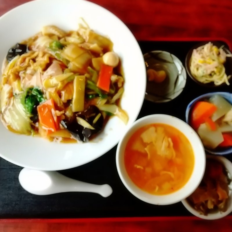 五目やきそばのランチセット(中国料理 天府)