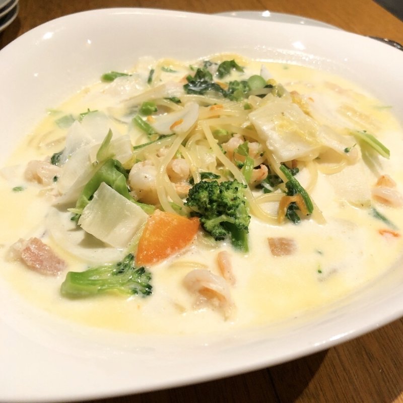 小海老と冬野菜のクリームスープパスタ(西洋酒樓 六堀 （ロクボリ）)