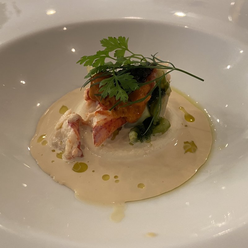 ブラマンジェ オマール ウニ キャビアを添えて(ランス・ヤナギダテ)