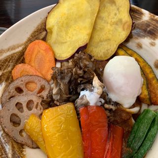 キーマカレーうどん＋揚げ野菜トッピング(游喜庵(遊喜庵) 伊香保店 （ゆうきあん）)