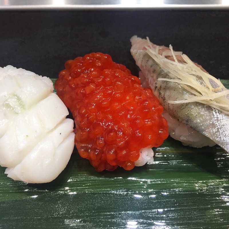 生蛸、筋子、にしん(立食い寿司 根室花まる 銀座店)