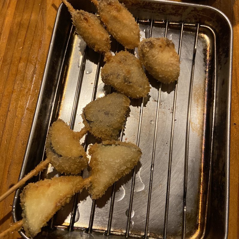 茄子と椎茸の串揚げ(串カツ ようこそ)