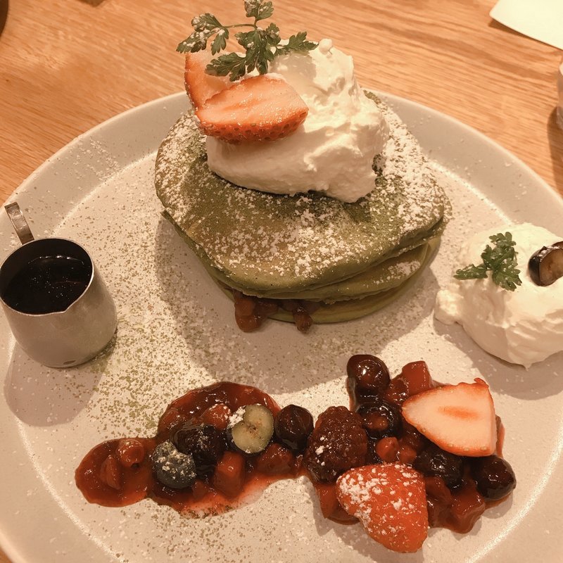 米粉と豆乳の抹茶パンケーキ(ジンナンカフェ 千葉)
