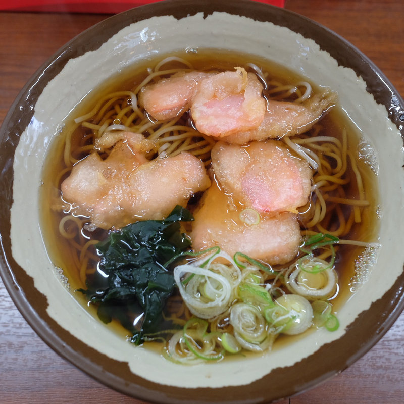 温そば + 紅生姜天(立ち食いそば 曙)