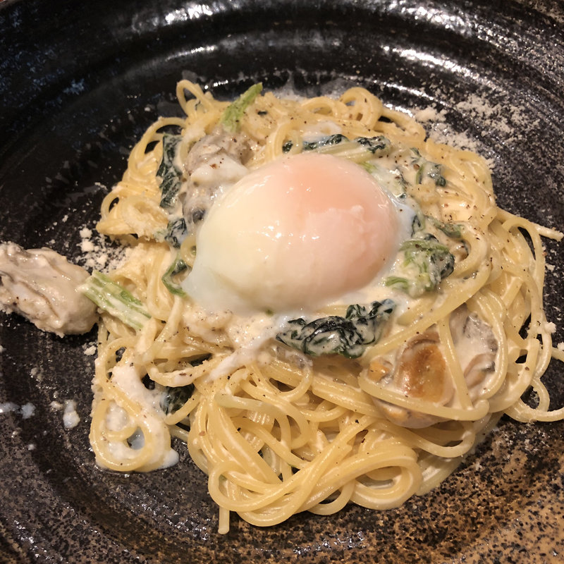 牡蠣のカルボナーラ(フェリーチェバジル BK Cafe)
