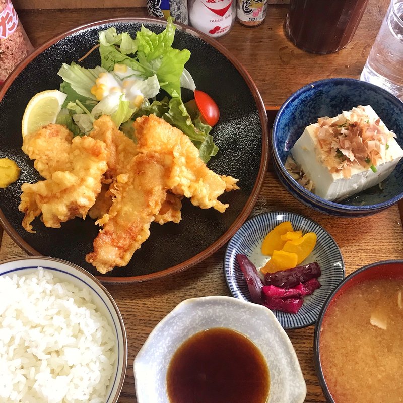 鷄天ポン酢定食(あきたや食堂)