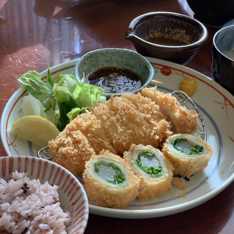 京野菜とロースカツ御膳(和心とんかつ あんず 原田本店)