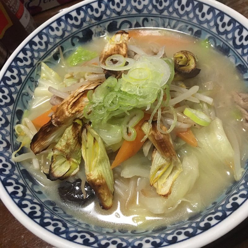 焼きネギ入りタンメン(創作料理　我家)