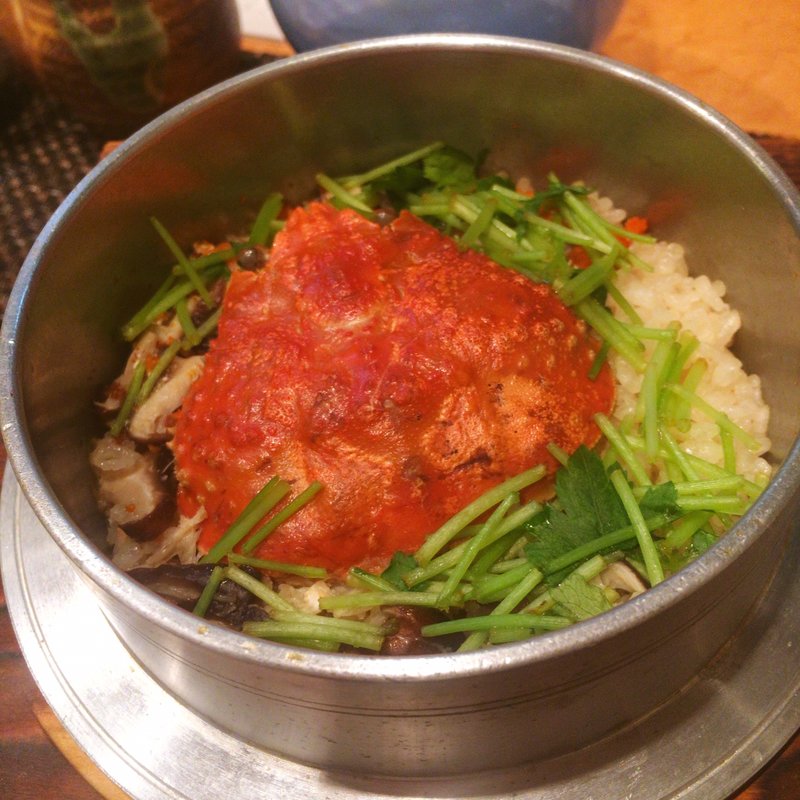 背子ガニの釜炊き御飯(いわ月 （イワヅキ）)