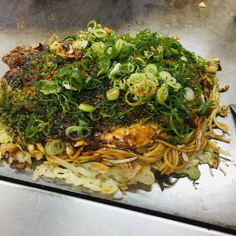 肉玉そば　ネギ　イカ天(よしだお好焼 )