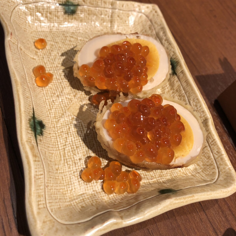 半熟卵いくら添え(海老勝)