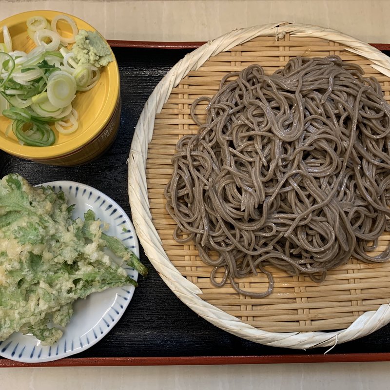 もりそば大盛&春菊天(立ち食いそば うどん よつば)