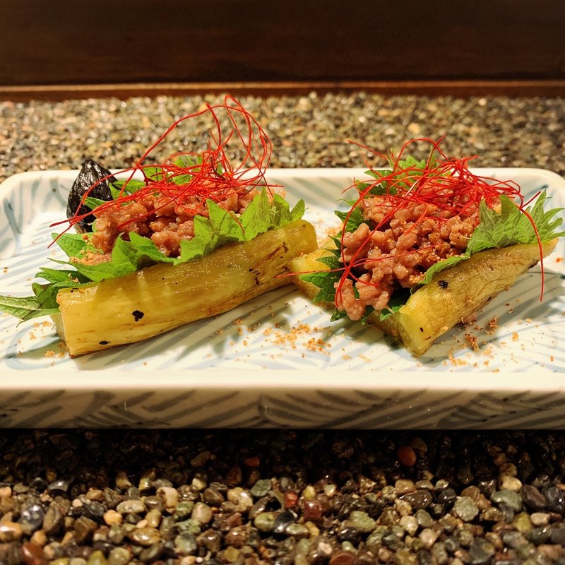 長茄子肉味噌田楽(饂飩酒場もちこし)