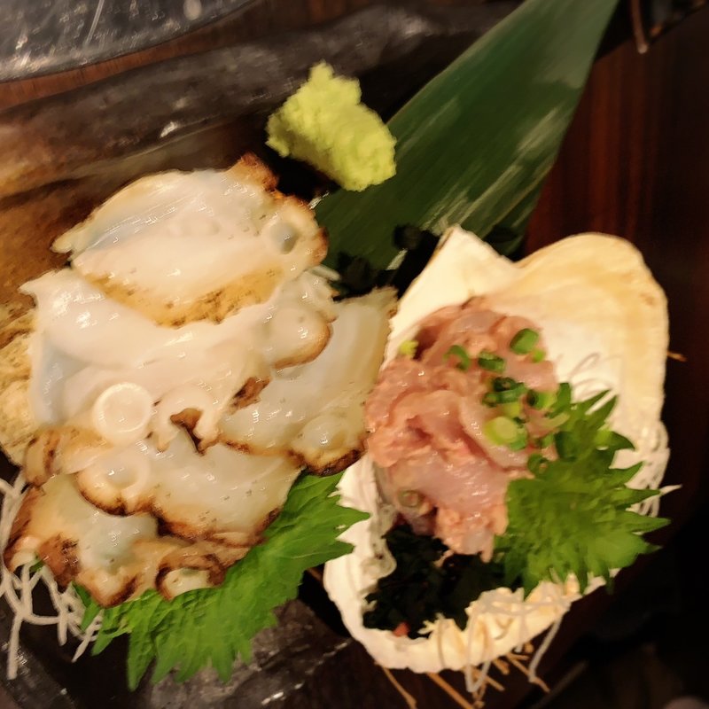 炙り生タコ・ウマズラハギの肝和え(山田家 )