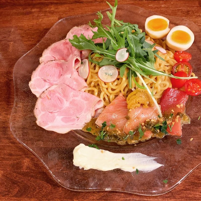 限定　マグロとウニのコチュジャンクリームまぜそば(海老丸らーめん)