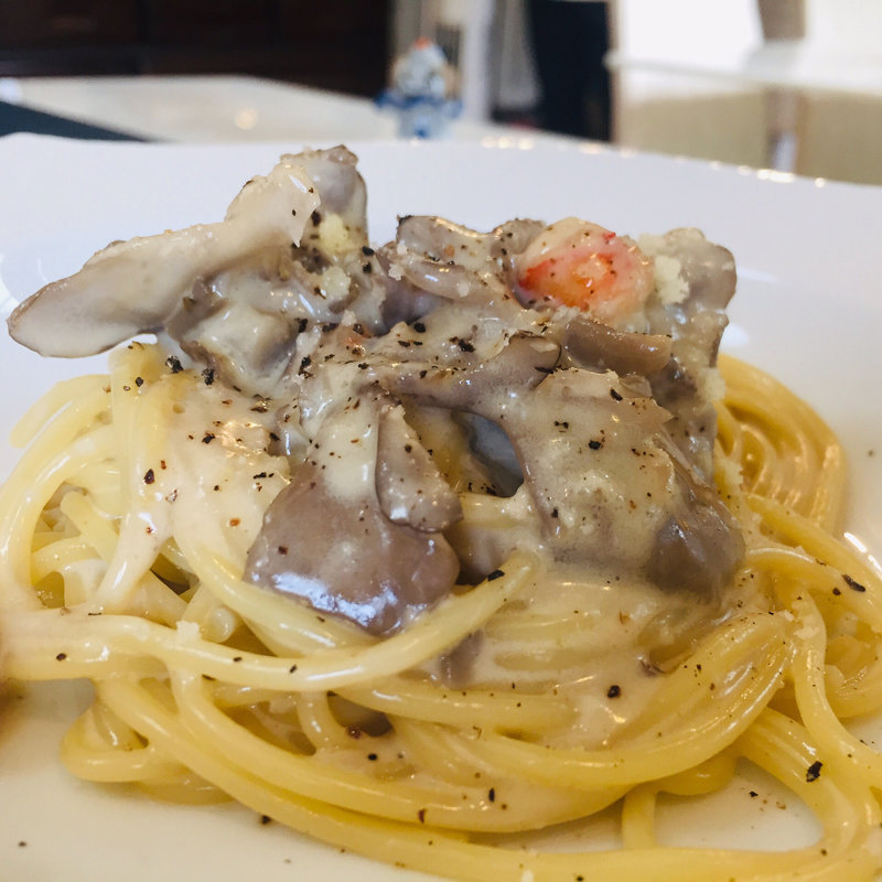 舞茸のクリームソーススパゲッティ(Kitchenピエロ)