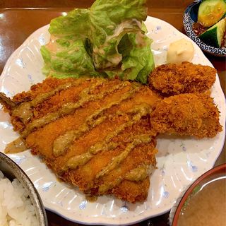ジャンボアジ&カキフライ定食(浜焼太郎 赤坂店)