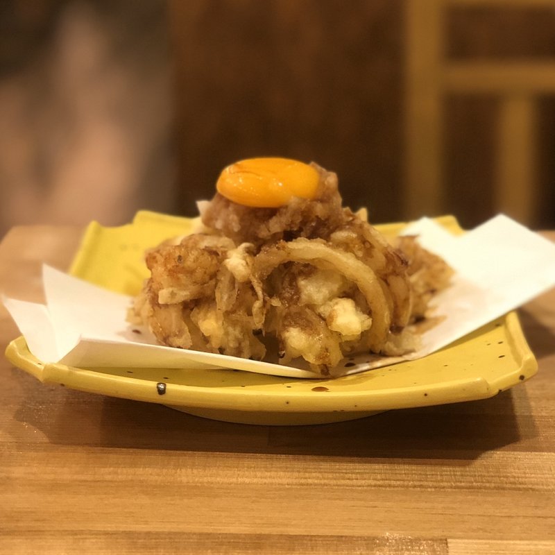 海老と野菜のかきあげたれ(天ぷらスタンドKITSUNE 新栄店)