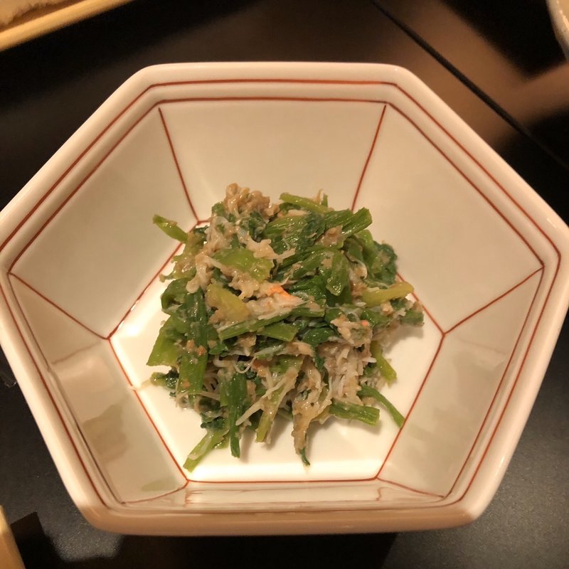蟹とセリの和え物(赤坂　渡なべ)