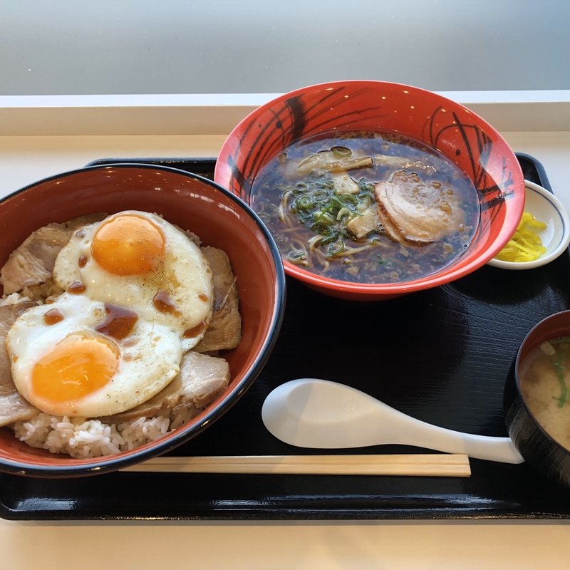 焼豚玉子飯＋海道ラーメン(来島海峡サービスエリア フードコート )