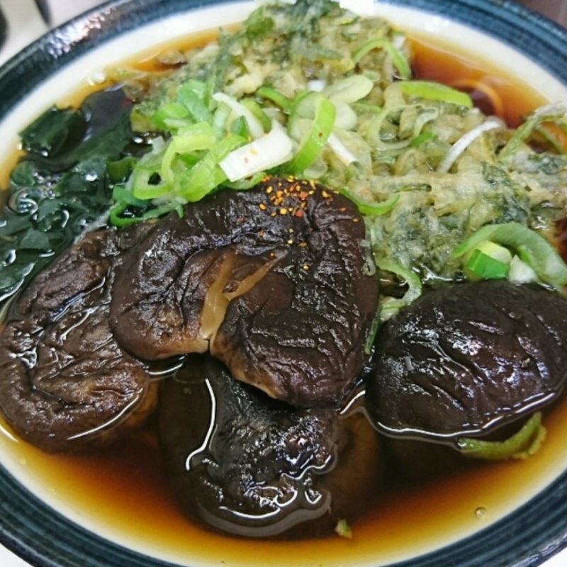 しいたけそば、春菊天(三松 )