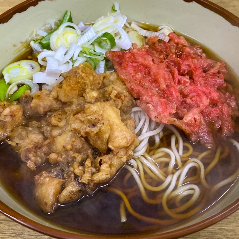 ゲソ天+紅しょうが天 特盛(一由そば )