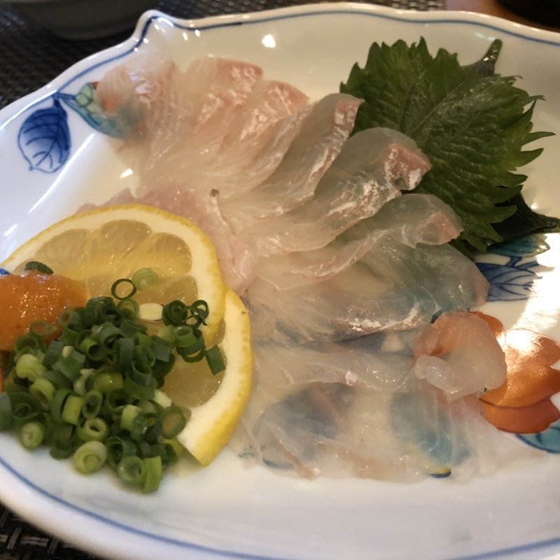 ひらめ刺し(なすびの花)