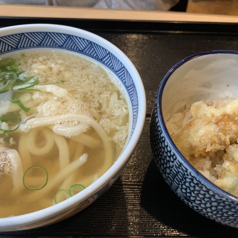 月見うどん・穴子天ぷら(叶屋)