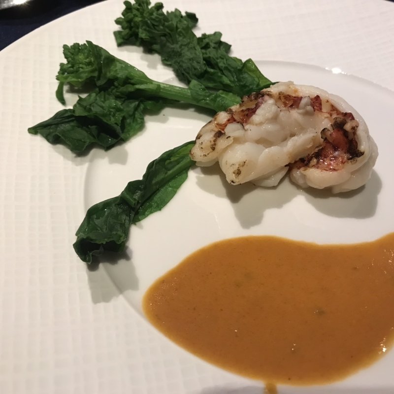 伊勢海老のソテー　アメリケーヌソースと菜の花(スポンタネ )