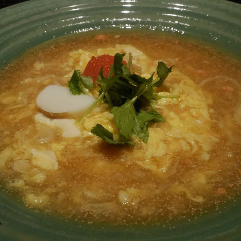 明太餡かけ玉子とじのおうどん(あげたち 匠の細麺 つるとんたん（大国町）)