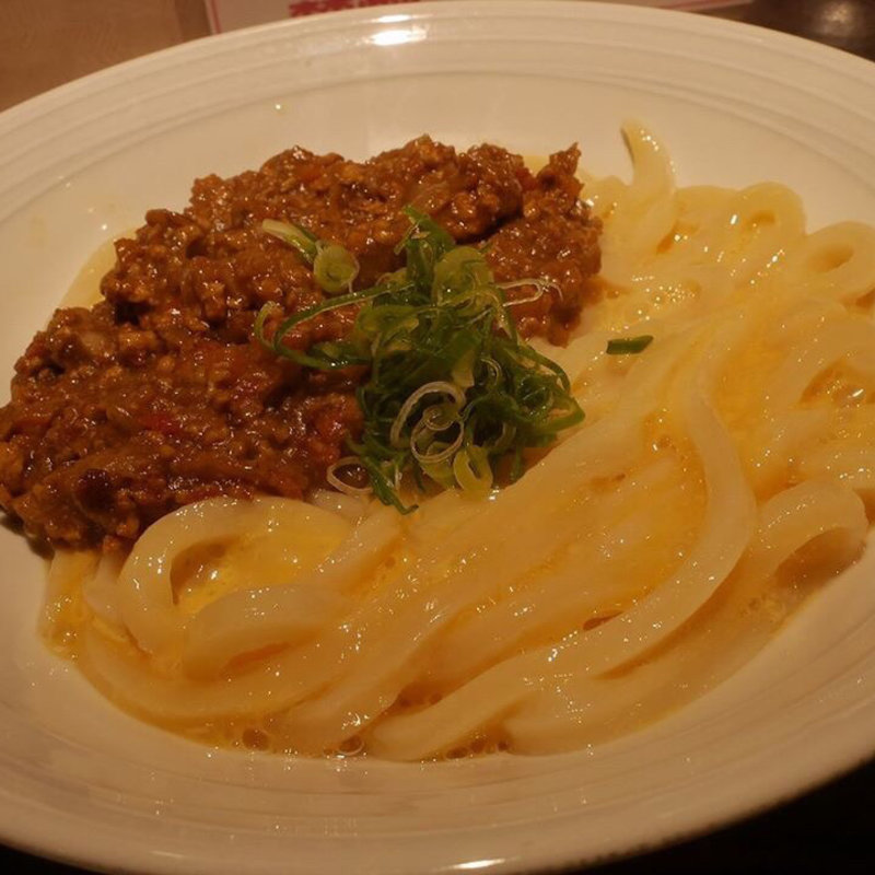 キーマ釜玉うどん(ひだりうま )