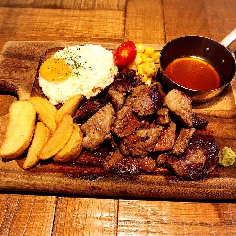 切り落としステーキランチ(肉が旨いカフェ NICKSTOCK 広島駅前)