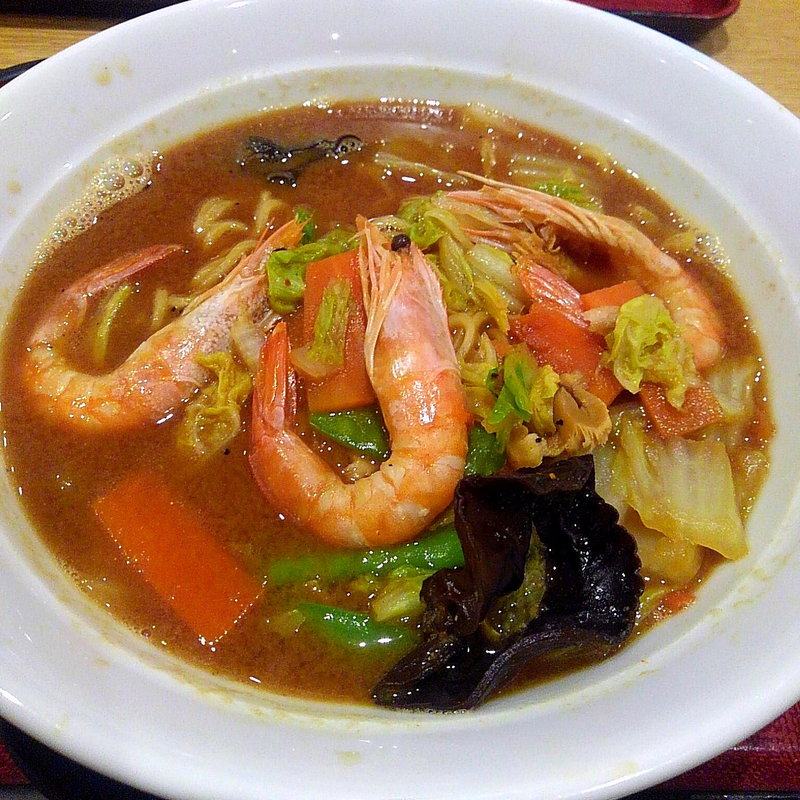 海老野菜仙台味噌らーめん(れすとらん四六時中 前沢店 )