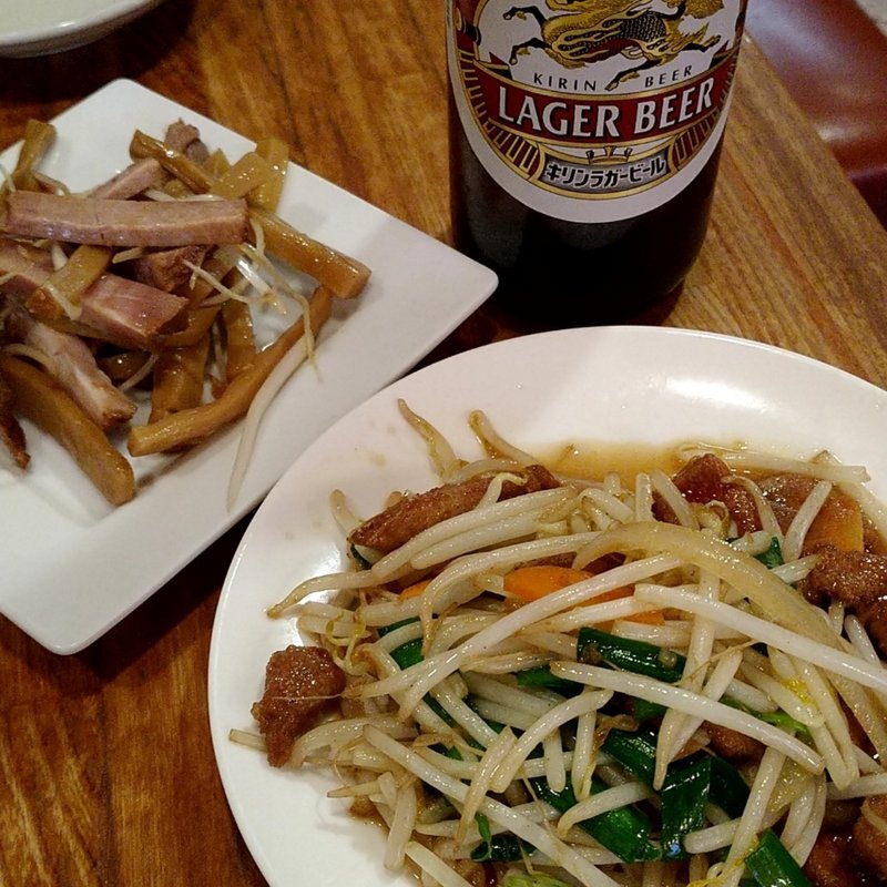 うえぎんセット（瓶ビール・焼豚とメンマ・ニラレバ）(大勝軒 代々木上原店)