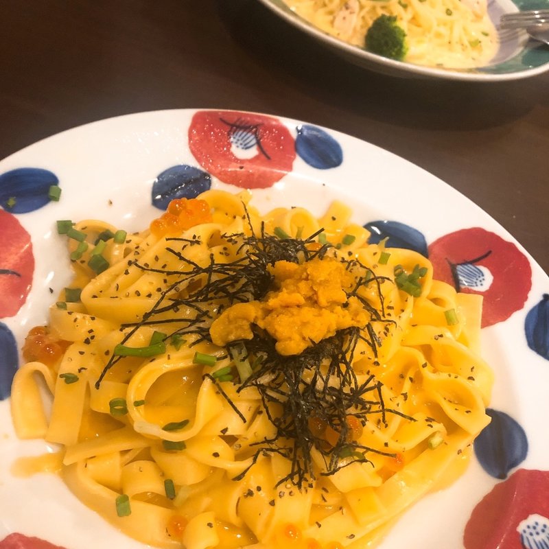 うにとイクラのクリームパスタ(鎌倉パスタ マークイズみなとみらい店)