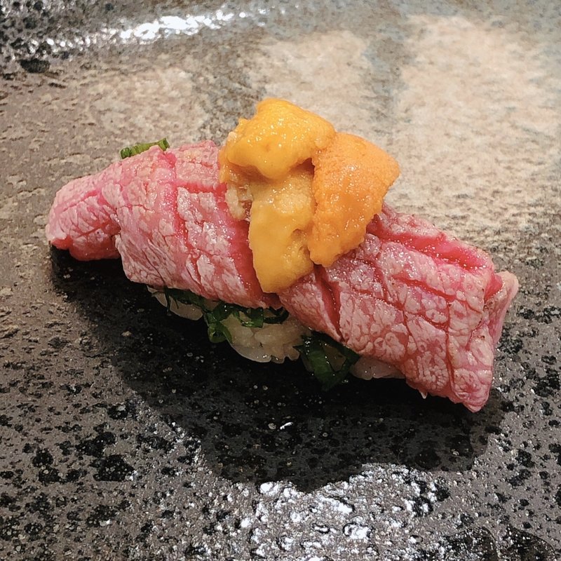 黒毛和牛と雲丹(たけ屋)